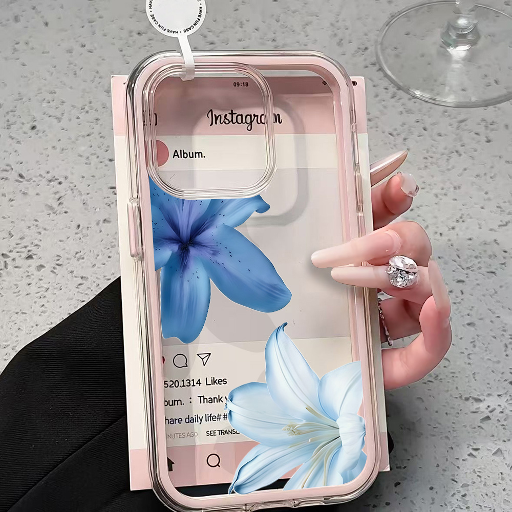 Phone Cases Blue - Прозрачный силиконовый чехол Blue Lily Flower