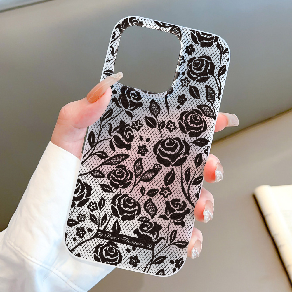 Matte Frosted Case - Силиконовый чехол для телефона с розами