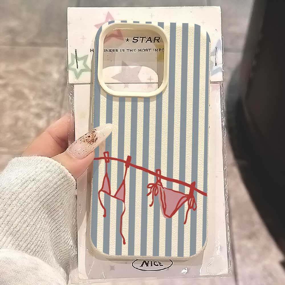 Phone Cases Blue - Сине-белый полосатый чехол-бикини для iPhone 17