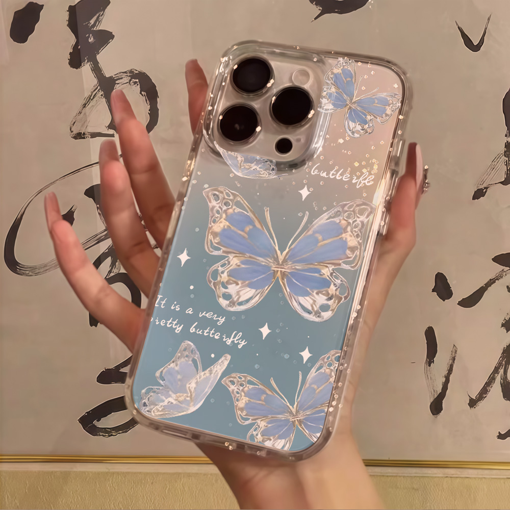 Phone Cases Blue - Роскошный синий чехол с бабочками и